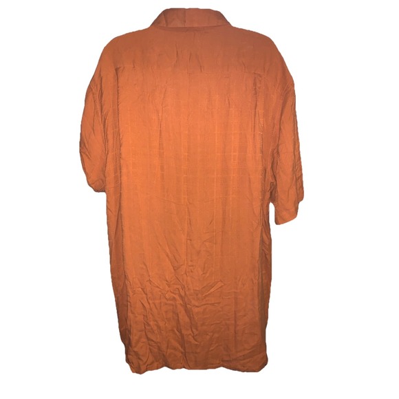 Men's XLT Croft And Barrow Short Sleeve Burnt Orange Textured Button Down - Picture 5 of 5
